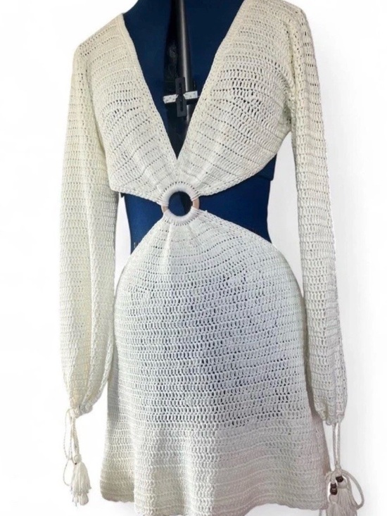 Beginning Boutique Dresses & Skirts - Beginning Boutique Cream Crochet Mini Dress